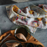 Orange Flower Linen Tea Towel