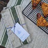 Green Heritage Stripe Linen Napkin Set