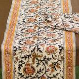 Kalamkari Table Runner in Gold + Rose