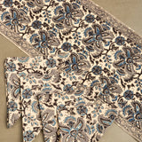 Kalamkari Table Runner in Blue + Silver