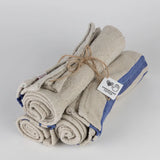 Blue Tan Wide Stripe Tea Towel Set
