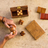 Geometric Puzzle Game Trio Gift Set - Hand Carved Wood