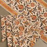 Kalamkari Table Runner in Gold + Rose