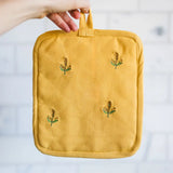 Embroidered Pot Holder in Yellow
