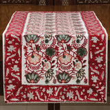 Folk Floral Table Runner in Red