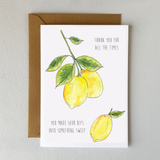 Thank You Lemons Card