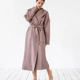 Waffle Linen Bathrobe in Woodrose