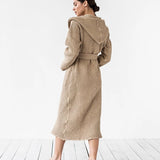 Waffle Linen Bathrobe in Beige