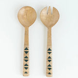 Geo Woven Mango Wood Salad Servers