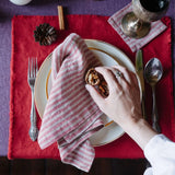 Red Stripes Linen Napkin Set