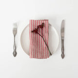 Red Stripes Linen Napkin Set