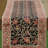 Kalamkari Table Runner in Hibiscus