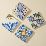 Vintage Patterned Marble Tiles Coasters Set