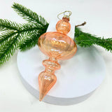 Swirl Glass Finial Ornament - Orange