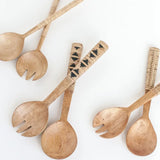 Geo Woven Mango Wood Salad Servers