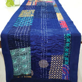 Kantha Silk Table Runner in Blue