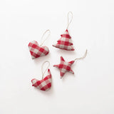 Dove Linen Ornament in Red Gingham