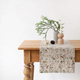 Christmas Linen Table Runner in Mistletoe