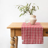 Christmas Linen Table Runner in Red Gingham