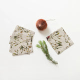 Mistletoe Christmas Linen Coasters Set