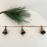 Rustic Tin Cone Shaped Brass Bell Jute Holiday Garland