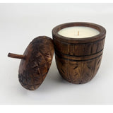 Wood Acorn Carved Rustic Fall Scented Candle
