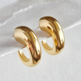 Gold Plated Arc Drop Hoop Earrings