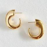 Gold Plated Arc Drop Hoop Earrings