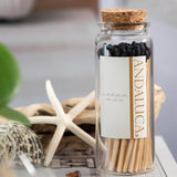Glass Jar of 60 Wooden Matches - Black