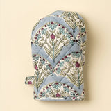 Sakura Block Print Oven Mitt in Blue