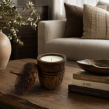 Wood Acorn Carved Rustic Fall Scented Candle