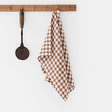 Linen Tea Towel in Cinnamon Gingham