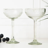Handblown Etched Long Stemmed Cocktail Glass