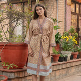 Eden Beige Lightweight Cotton Kimono Robe