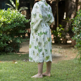 Fern White Cotton Kimono Robe