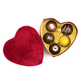 Valentine's Red Heart Velvet Box - Five Truffles