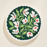 Green and Lavender Floral Scalloped Coasters - Set of 4