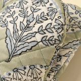 Sakura Block Print Oven Mitt in Green