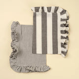 Ruffle Stripe Tea Towels in Grey