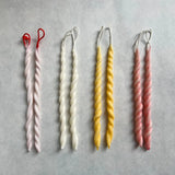Hand-Dipped Twisted Beeswax Tapers - Set of 4 in Blush