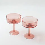 Handblown Hammered Coupe Cocktail Glass Pair