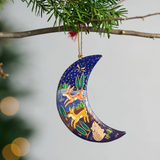 Painted Moon Paper Mache Ornament