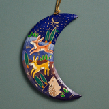 Painted Moon Paper Mache Ornament