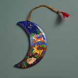 Painted Moon Paper Mache Ornament