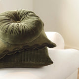Velvet Tuft Round Cushion - Moss