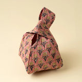 Block Print Knot Vanity Bag in Pink