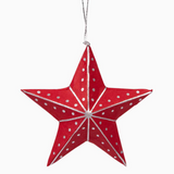 Silver & Red Star Ornament