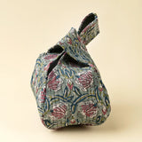 Block Print Knot Vanity Bag in Teal