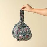 Block Print Knot Vanity Bag in Teal