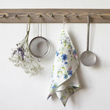 White Flowers Linen Kitchen Towel
